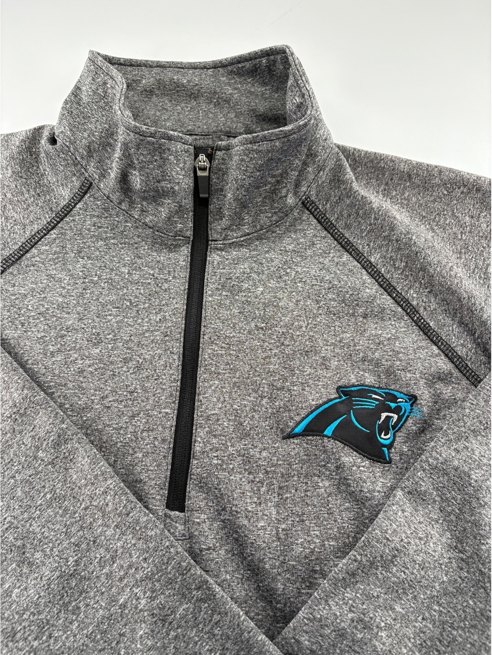 NFL Carolina Panthers 1/4 Zip Pullover Men L Gray Heather
